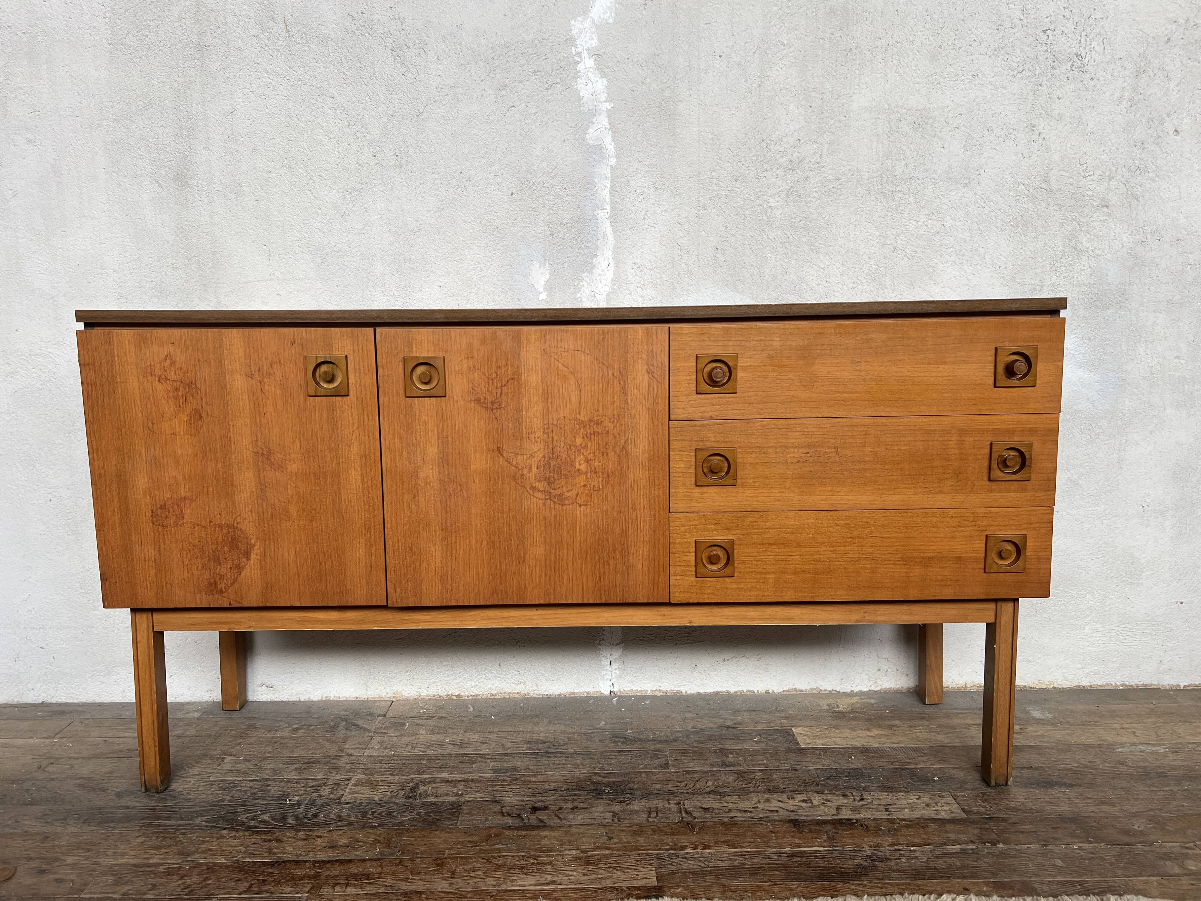 Vintage modernist French teak TV/hifi cabinet