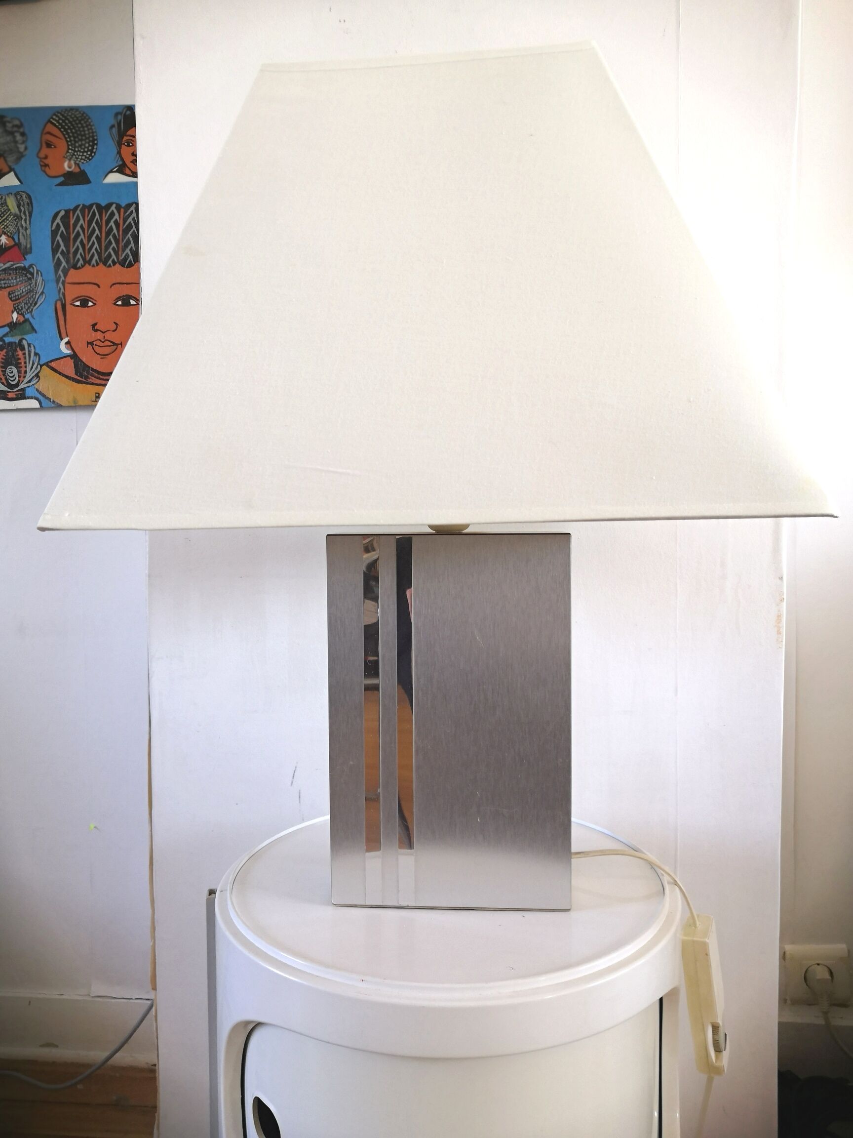 Lamp aluminimum effect mirror design 70s