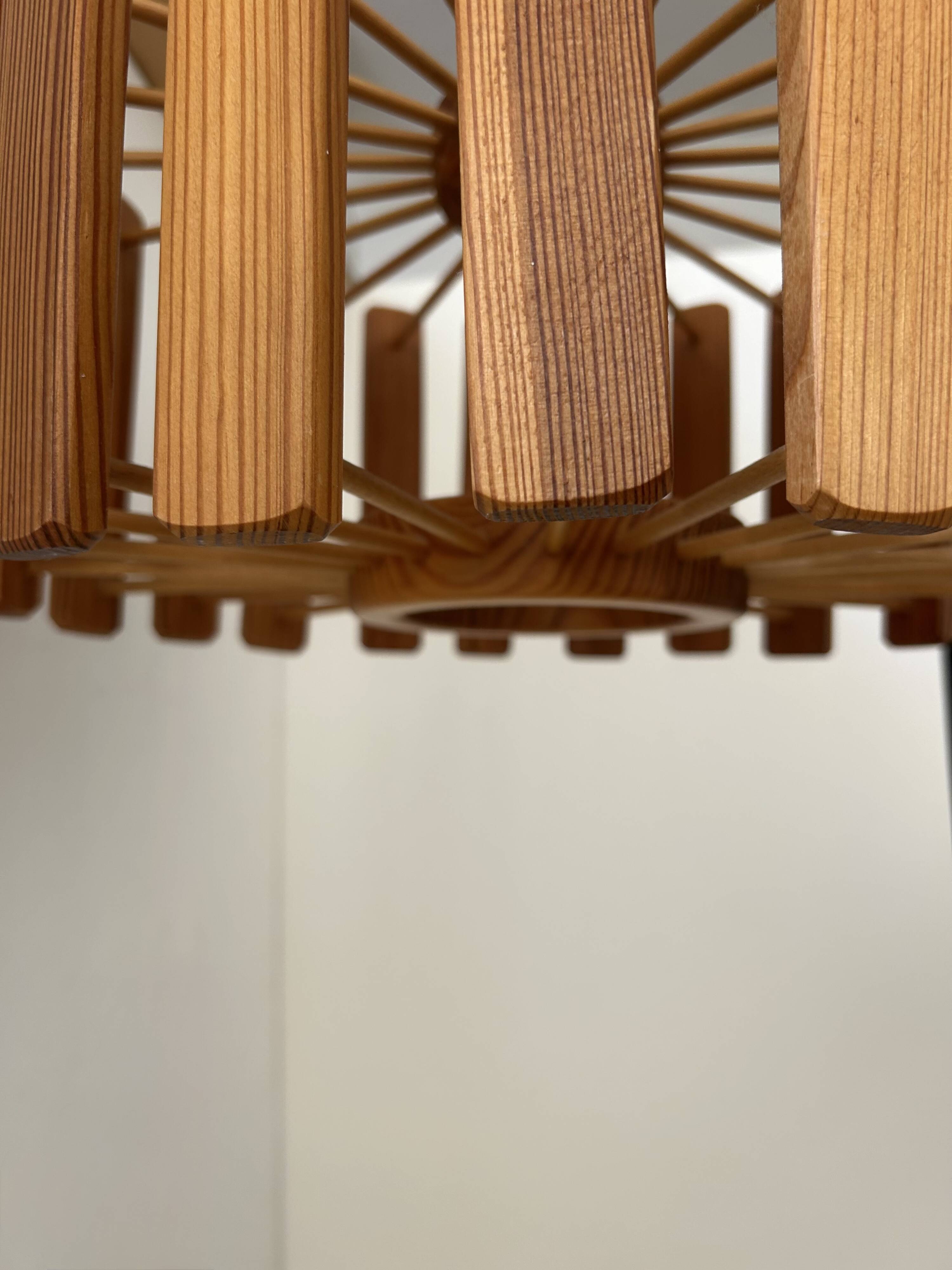 Vintage pine pendant light, Sweden 1970.