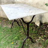 Garden table cast iron legs rectangular marble top
