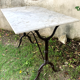 Garden table cast iron legs rectangular marble top