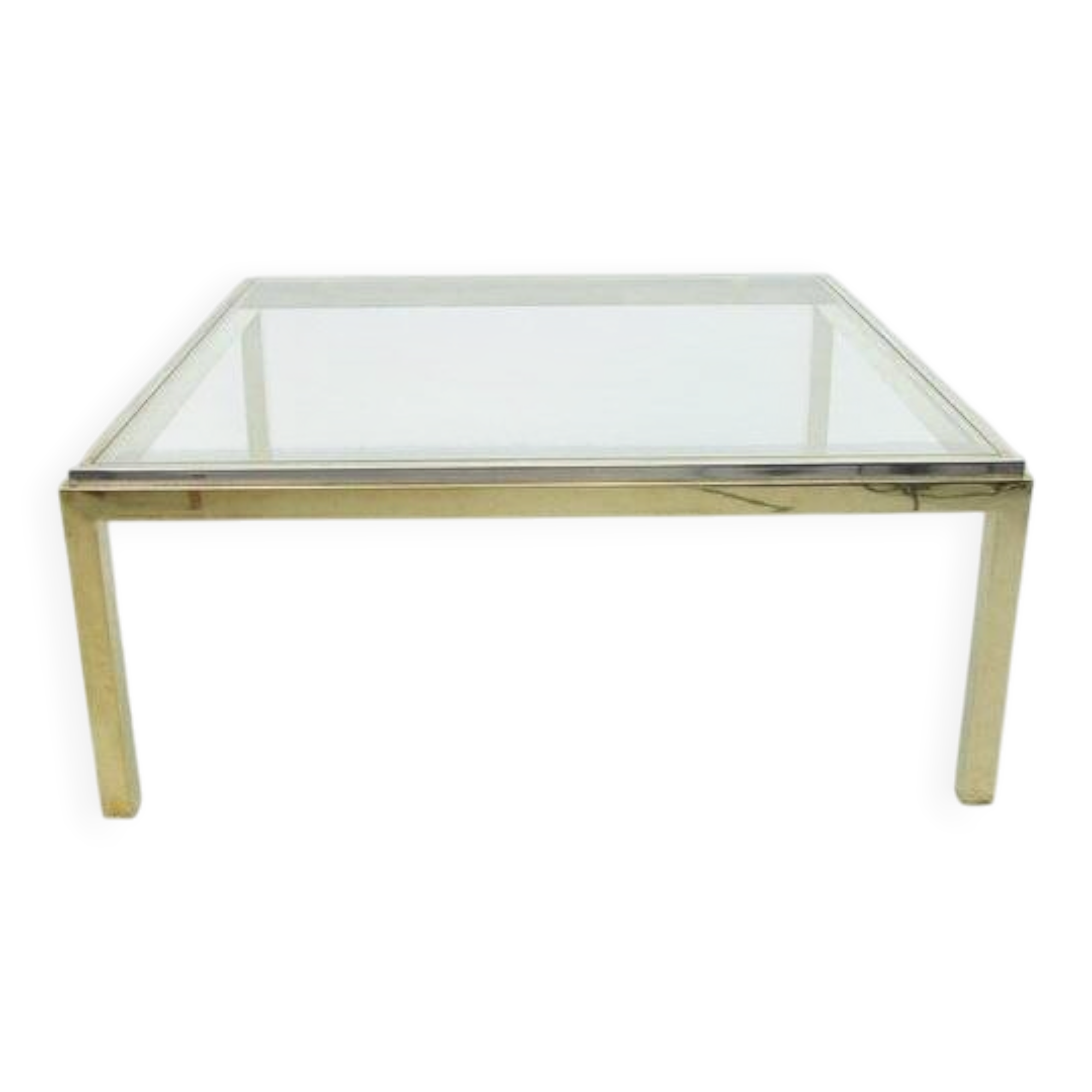Hollywood Regency two-tone coffee table with glass top,  1970s