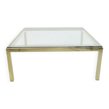 Hollywood Regency two-tone coffee table with glass top,  1970s