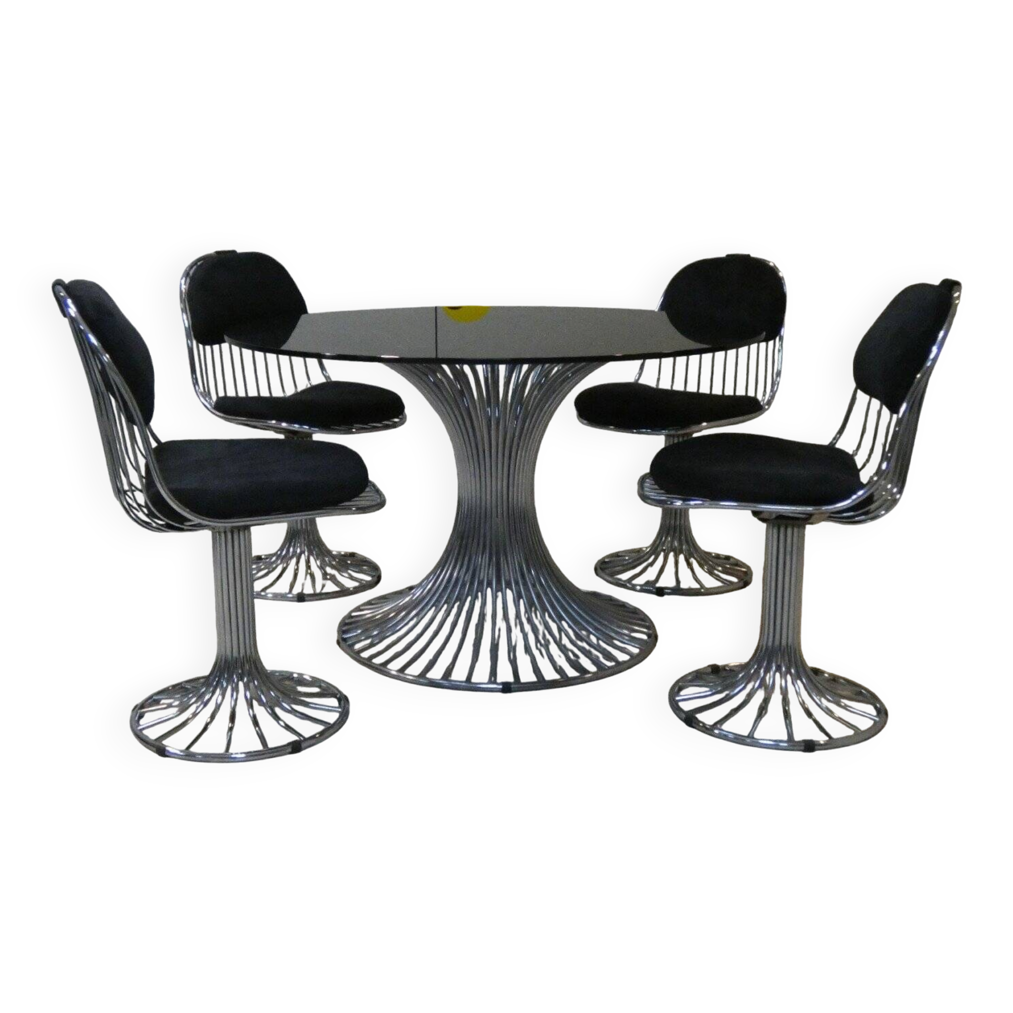 Margot chairs and Tulip dining table by Gastone Rinaldi for Rima, Italy, 1968, set of 5.