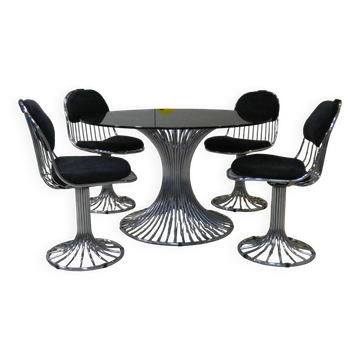 Chaises Margot et table à manger Tulip de Gastone Rinaldi pour Rima, Italie, 1968, ensemble de 5