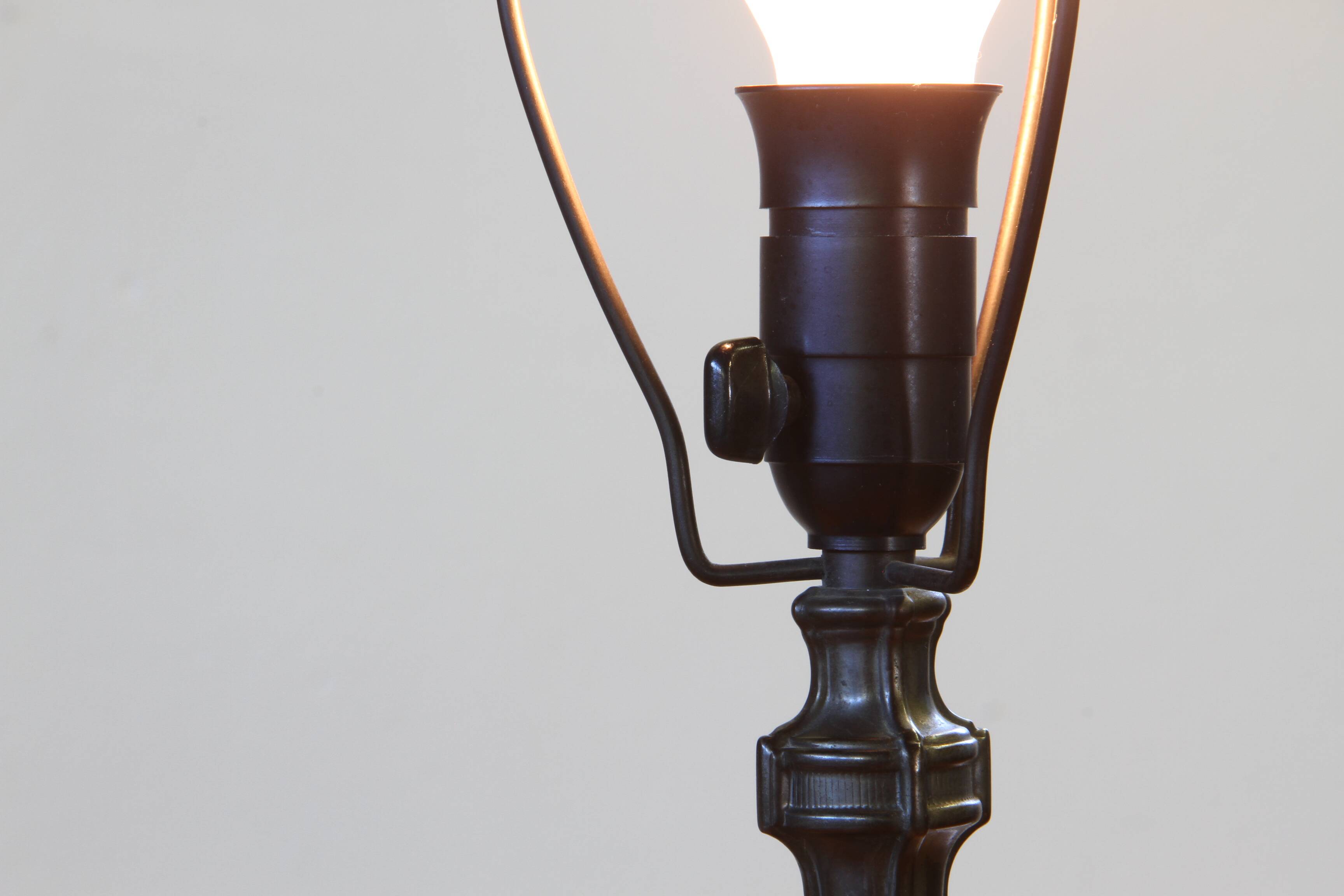 Vintage 1920s Danish table lamp in the style of Just Andersen Diskometal design