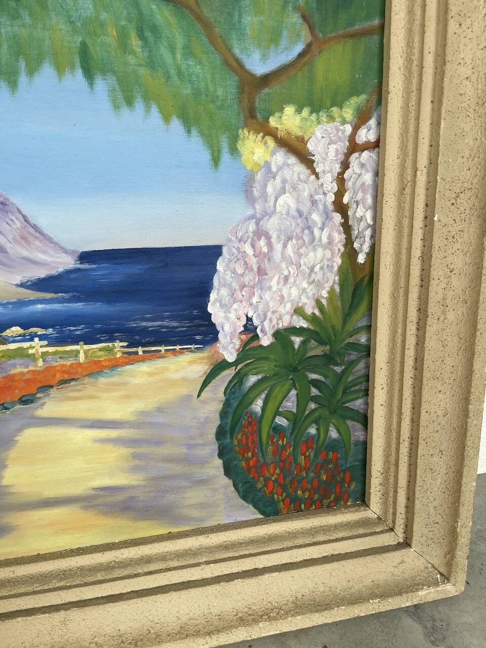 Oil on panel Sanary beach 1950