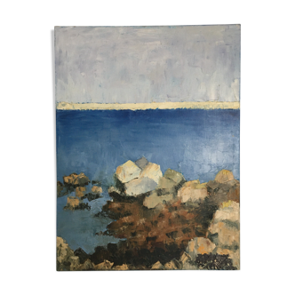 Sea and rocks painting