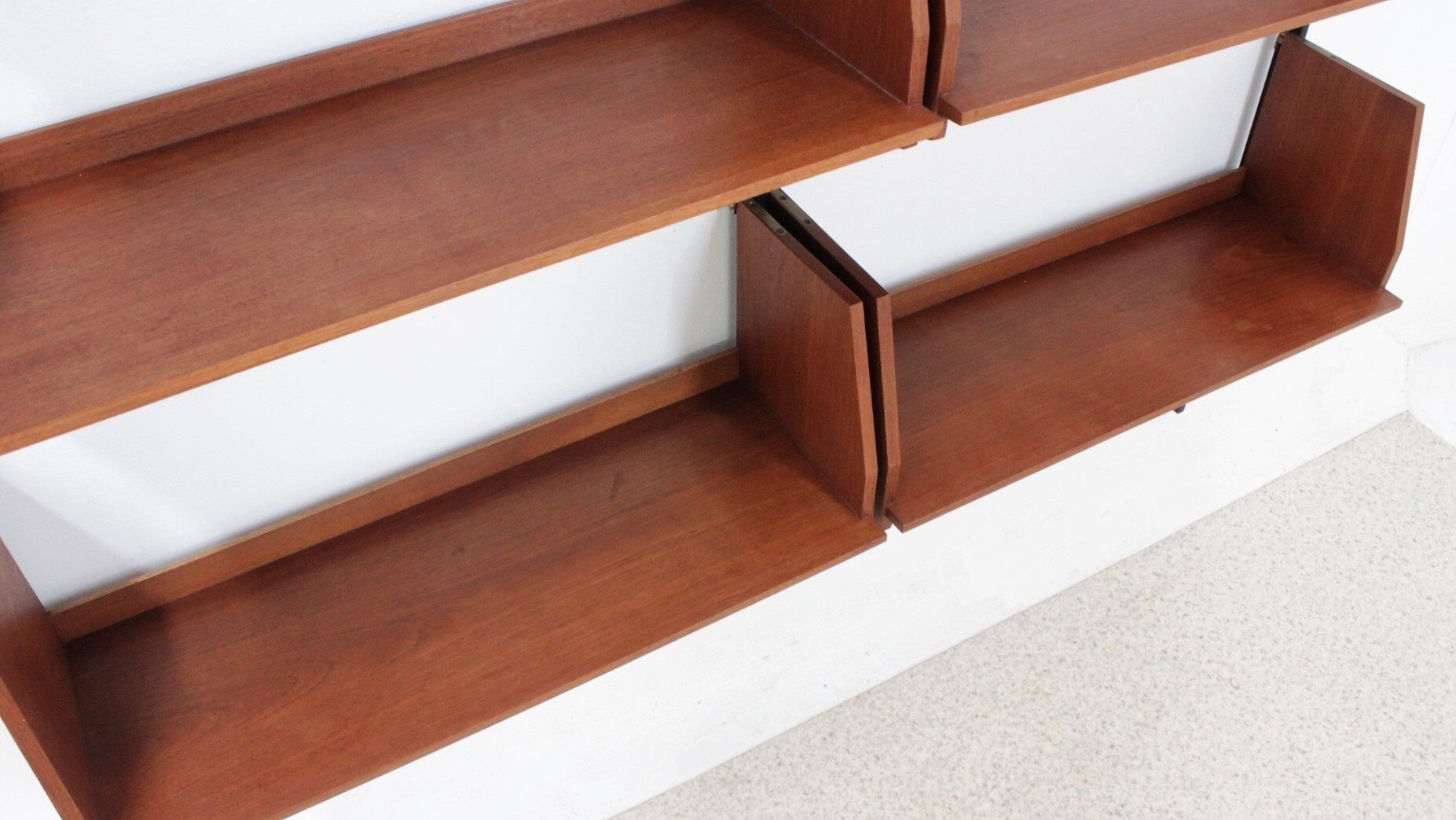 Mid century teak wall shelving unit 1950s
