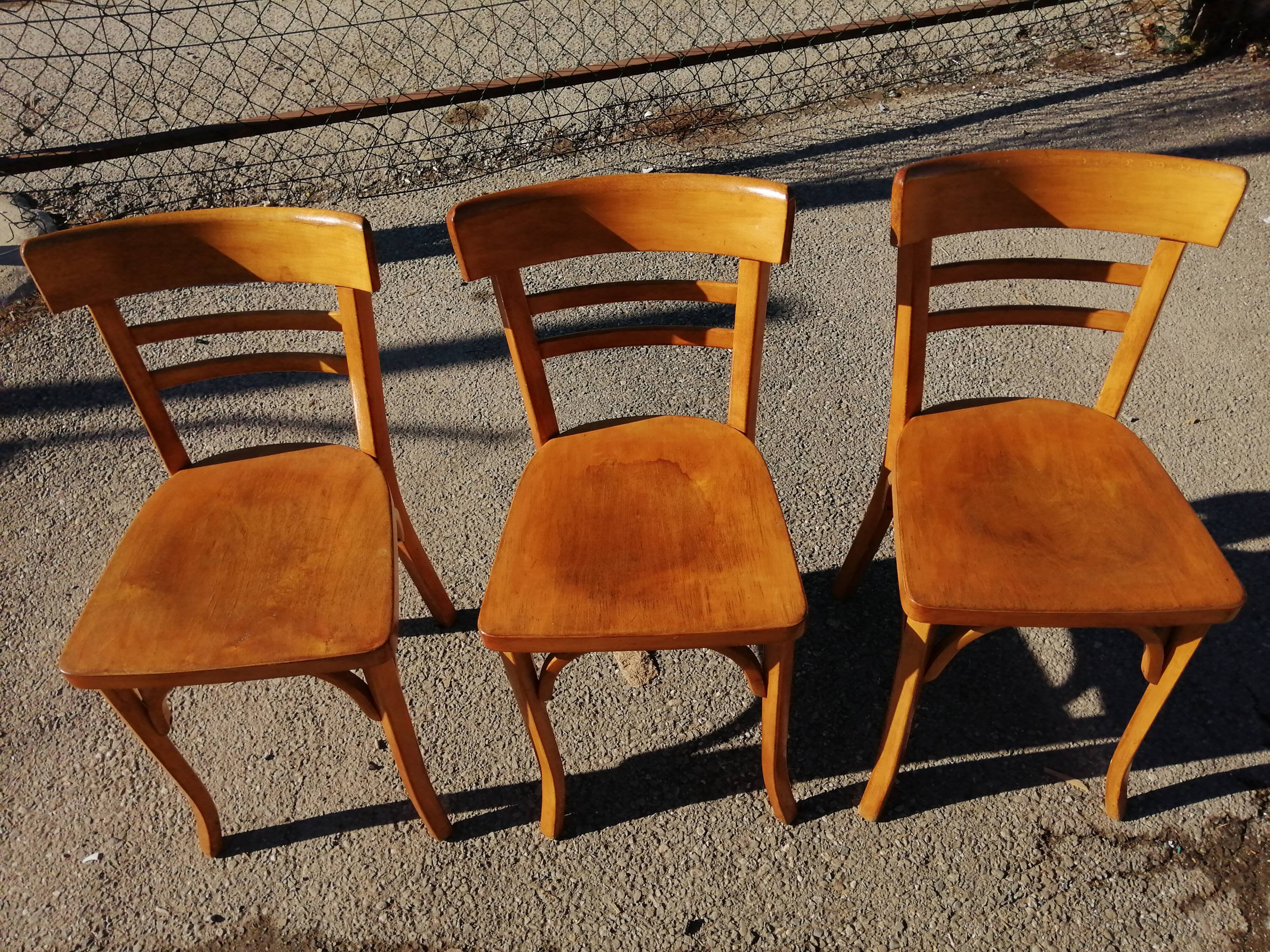Series of 3 chairs bistrot bauhmann - vintage