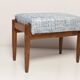 Mid-century vintage stool in white and blue linen, Edmund Homa, Europe, 1960s.