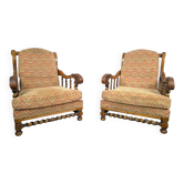 Paire de fauteuils de style Louis XIII