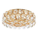 Chandelier in gilded brass and crystal glass inlaid by Palwa, Germany, 1970s.