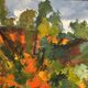 Swedish Oil on Canvas "Autumn Landscape" by Stig Hallblom, Vintage & Framed