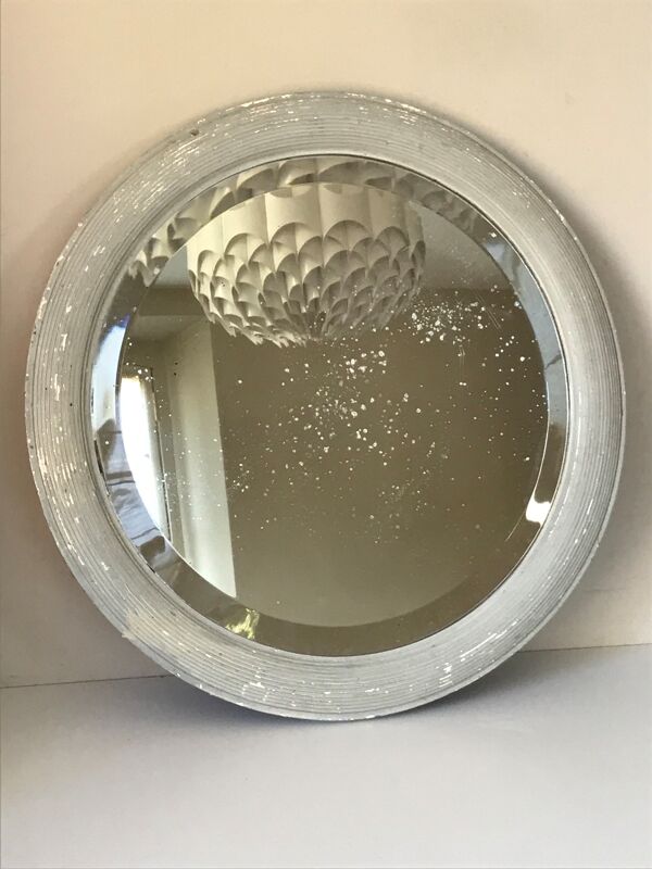 Miroir rond bois vintage 1950