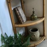 Rattan corner shelf