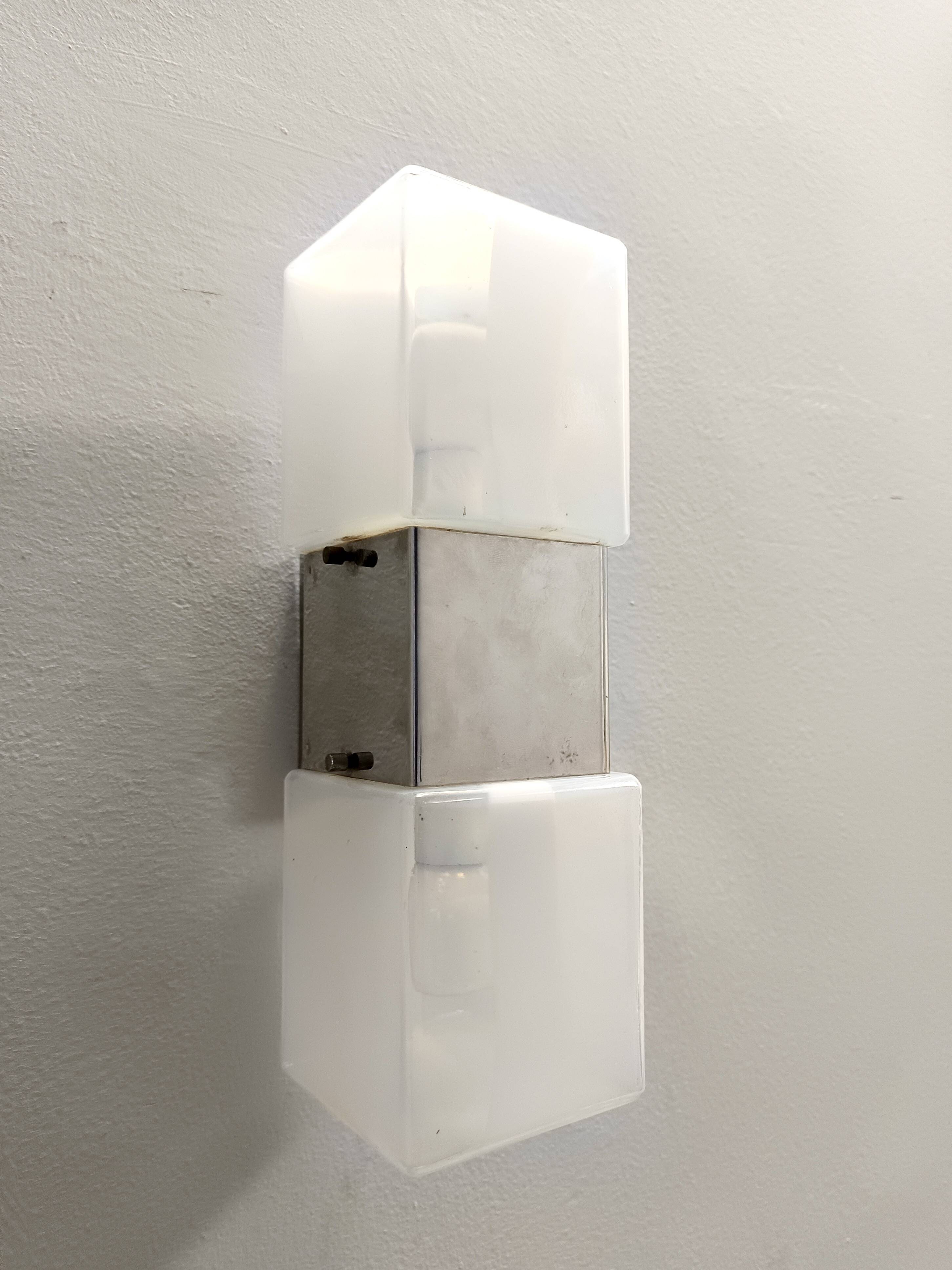 Two-Light Murano Glass and Chrome-plated Metal Sconce by Carlo Nason for Ma