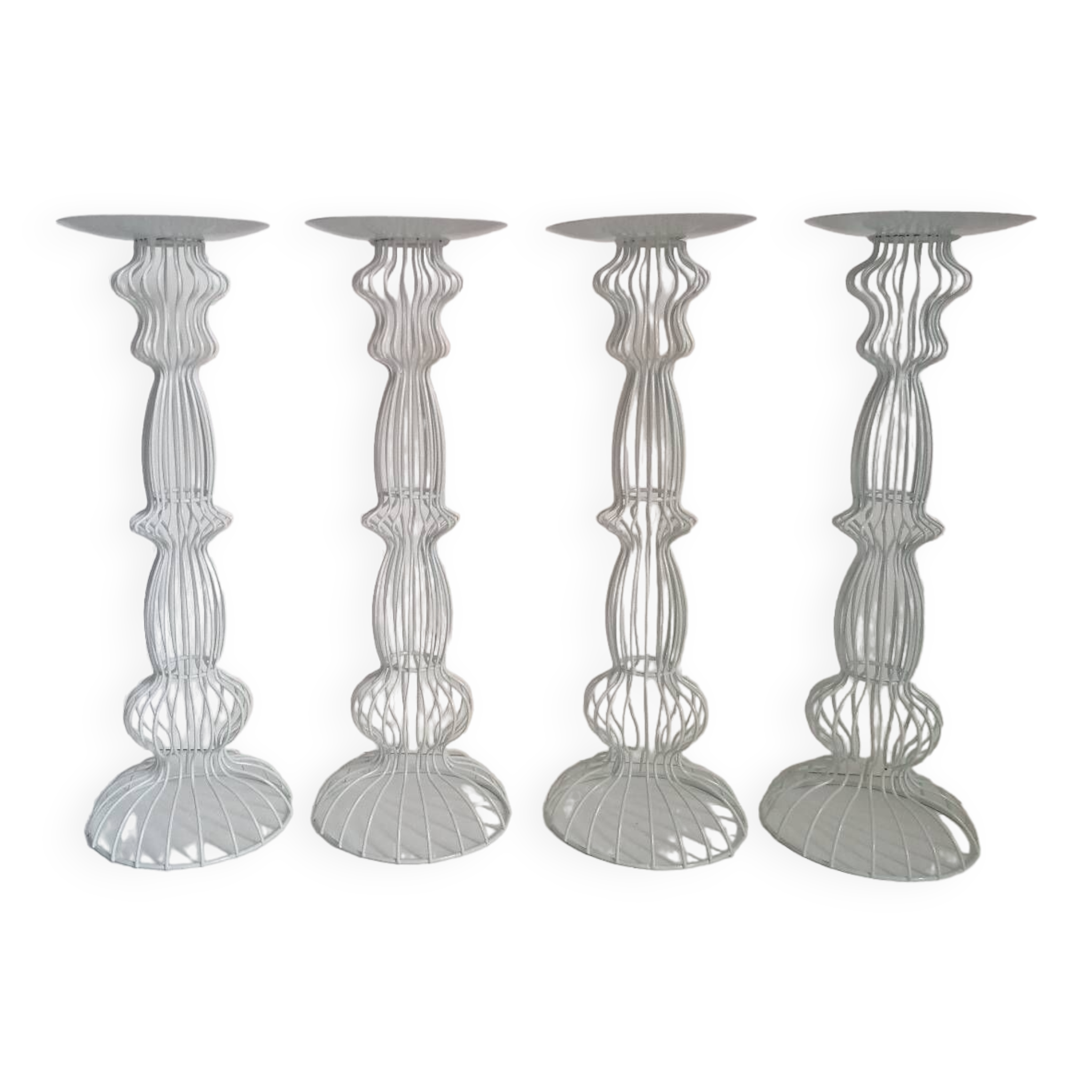 4 contemporary design wire candle holders