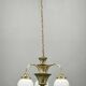 1930s Czechoslovak Art Deco Brass and Opaline Glass Chandelier