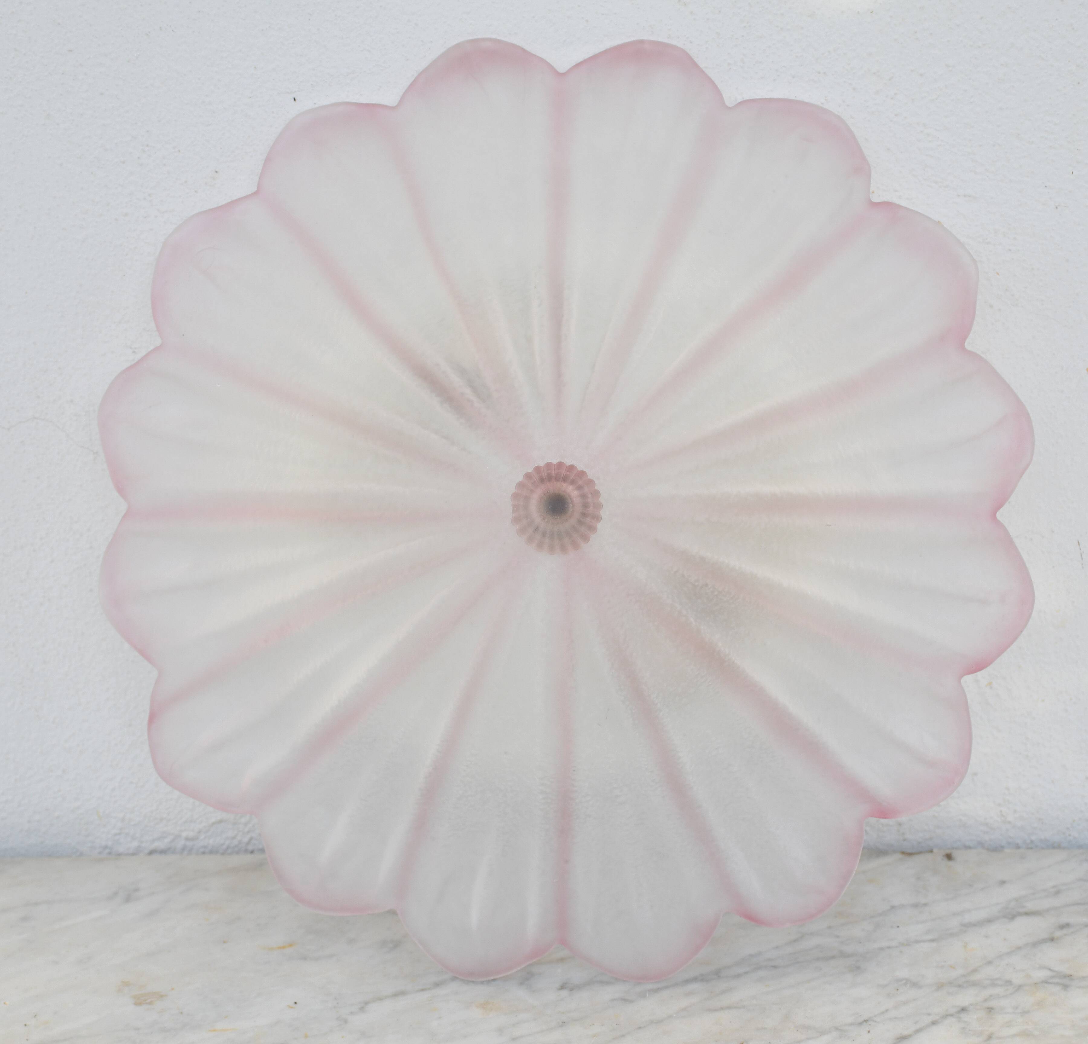 Precious Italian pink Murano glass ceiling fixture, Murano, 1970