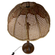 Lampe de table d’abat-jour de champignon en fausse toile de bambou, années 1960