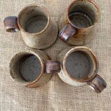 4 pyrite stoneware cups attributed to Jean-Pierre Prudhomme. 1960s.