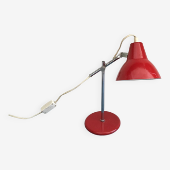 Lampe à poser articulée en métal laqué rouge, 1950