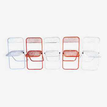 Series of 5 Talin folding metal chairs