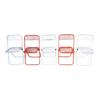 Series of 5 Talin folding metal chairs