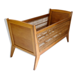 Children's bed or crib with wicker décor, 1960-1970.