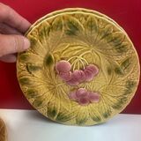 Complete service barbotine Sarreguemines dish + 12 Vintage Décor Fru plates