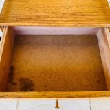 Vintage oak bedside table with black metal legs circa 50s/60s