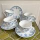 5 coffee cups with blue flower decor from the 70s