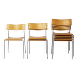 Set of 6 Lammhults Campus Stacking Chairs, Swedish Mid Century Chairs 1970s