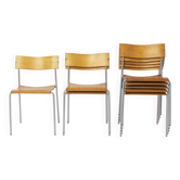 Set of 6 Lammhults Campus Stacking Chairs, Swedish Mid Century Chairs 1970s