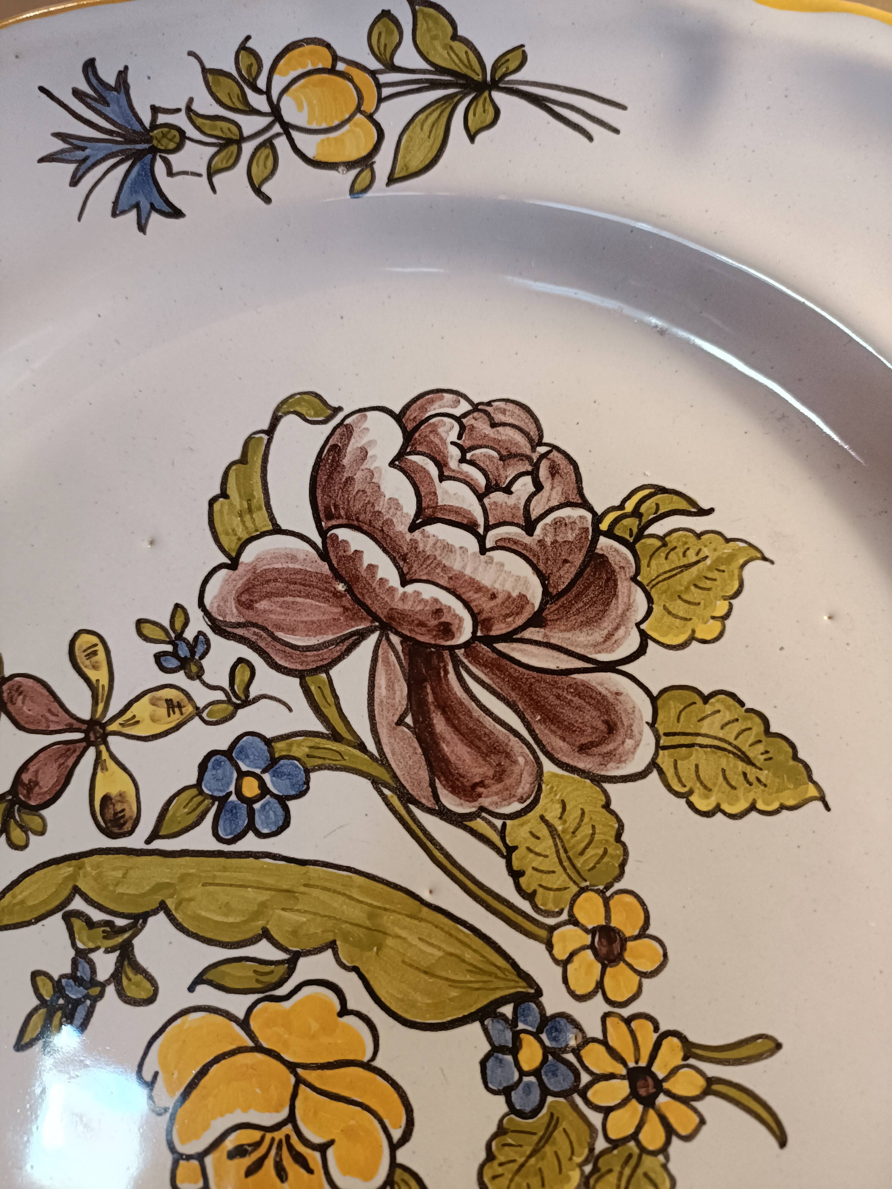 Large antique plate in Meillonnas faience