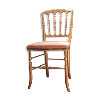 Chaise en bois doré assise rose Napoléon