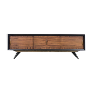Buffet moderne en bouleau scandinave du milieu du siècle avec façade en noyer, années 1960