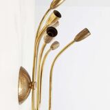 Sputnik chandelier 6 arm brass hammered 1950 s