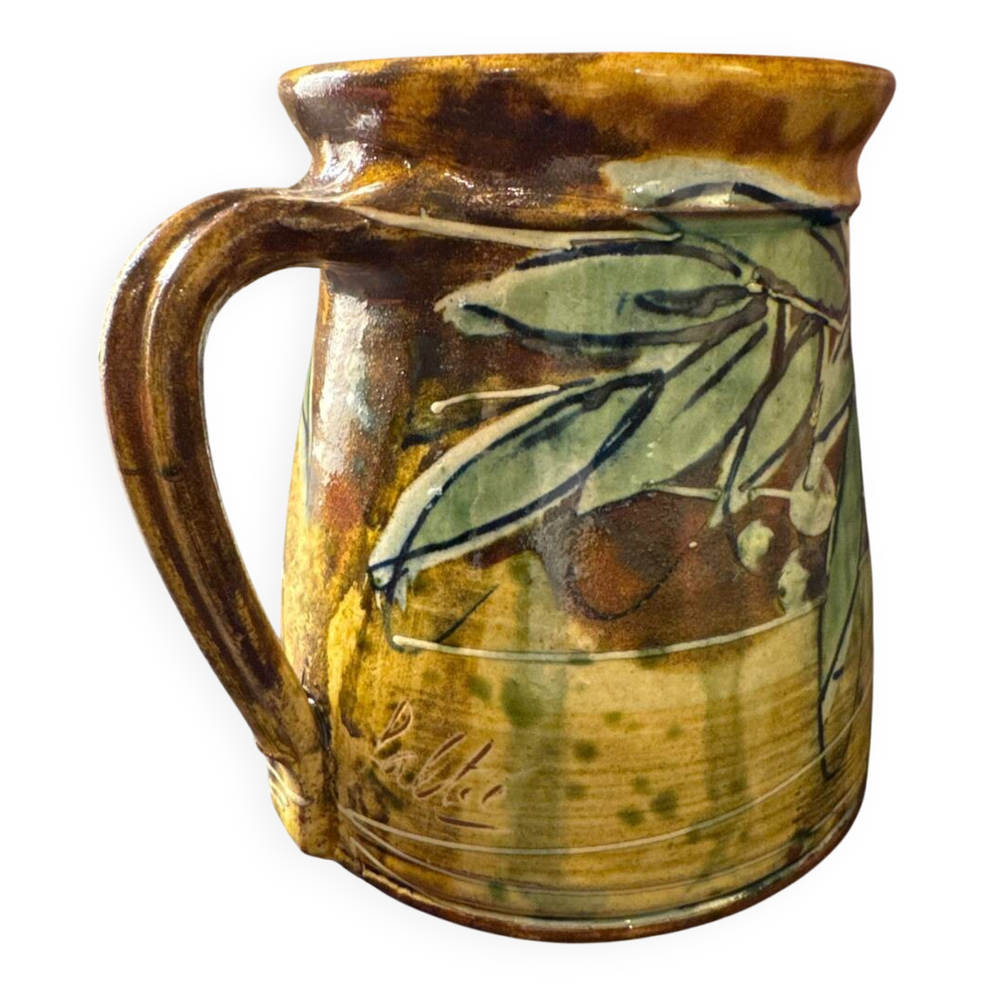 Provençal pitcher in ceramic signed Galtié – olive leaf decoration