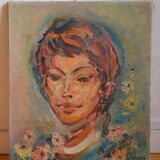 Portrait by Henri Zayan, HST painting, French school, mid-20th century.