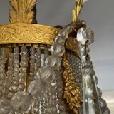 Large 19th century Empire Montgolfière chandelier in bronze and crystal