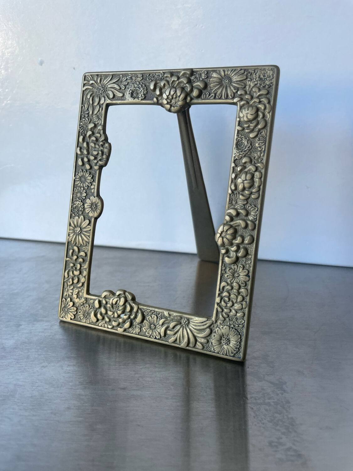 Antique Japanese Bronze Metal frame  13.5 cm x 10.5cm