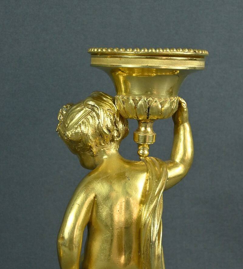 Pair of Gilt Bronze Candlesticks, Louis XVI Style – Mid 19th Century