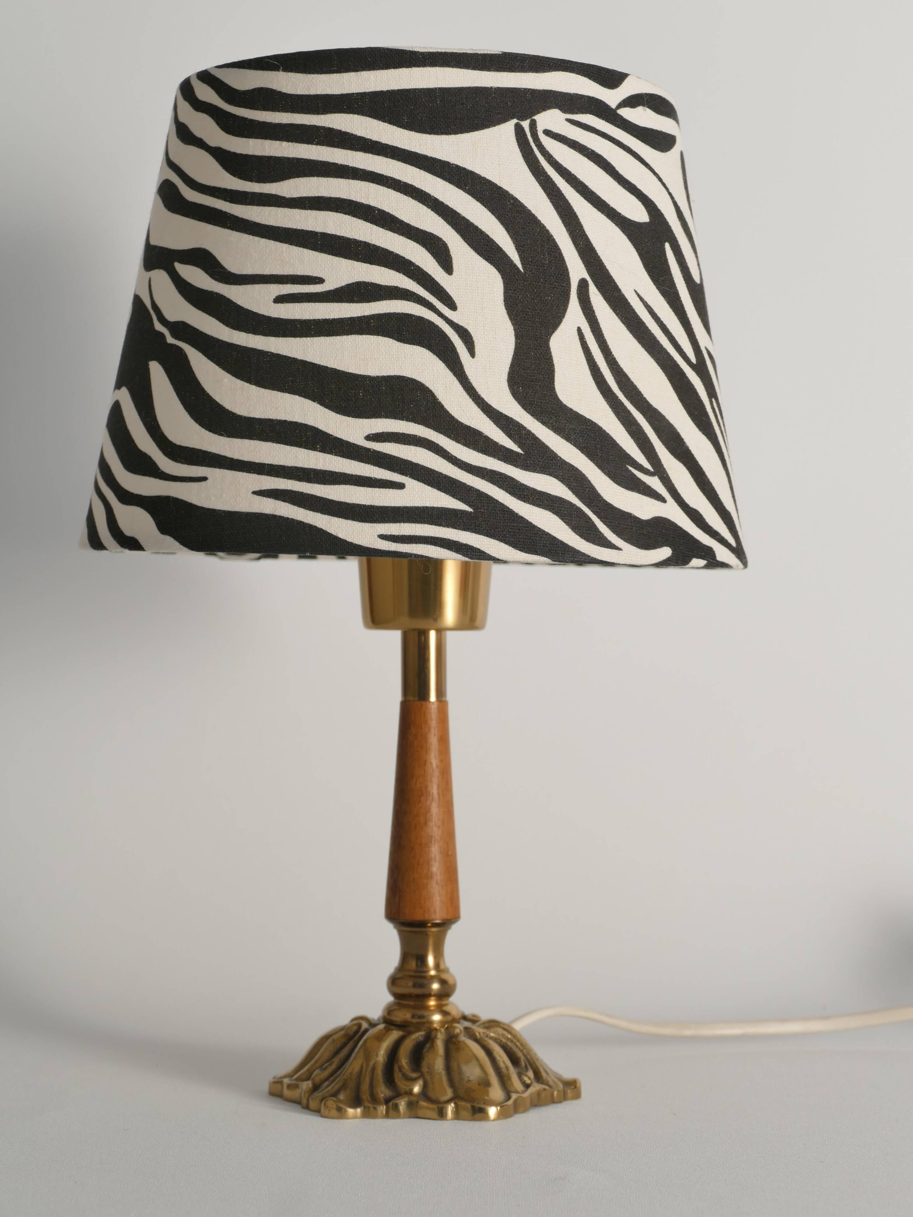 Brass Table Lamp with Teak, Asea, Sweden 1950s