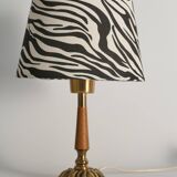 Brass Table Lamp with Teak, Asea, Sweden 1950s