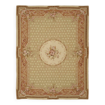 Handmade European Vintage Aubusson Kilim 272 cm x 348 cm