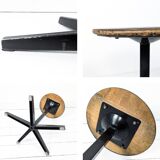 5 pièces disponibles - Mid Century Tabouret Industriel Métal Pied Compas Bois Industrie Vintage Rétr
