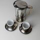 Ensemble de café vintage IMCO en métal argenté et porcelaine blanche avec détails dorés - Italie années 1980