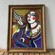 Vintage portrait de style hugó scheiber | expressionniste cubisme femme peinture à l’huile